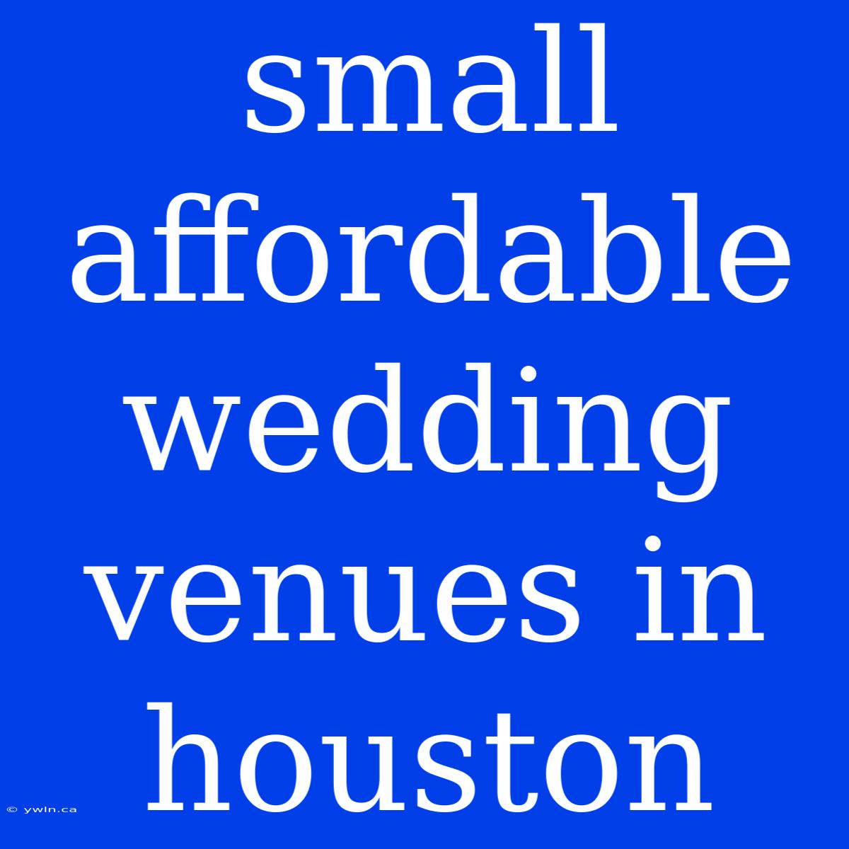 Small Affordable Wedding Venues In Houston