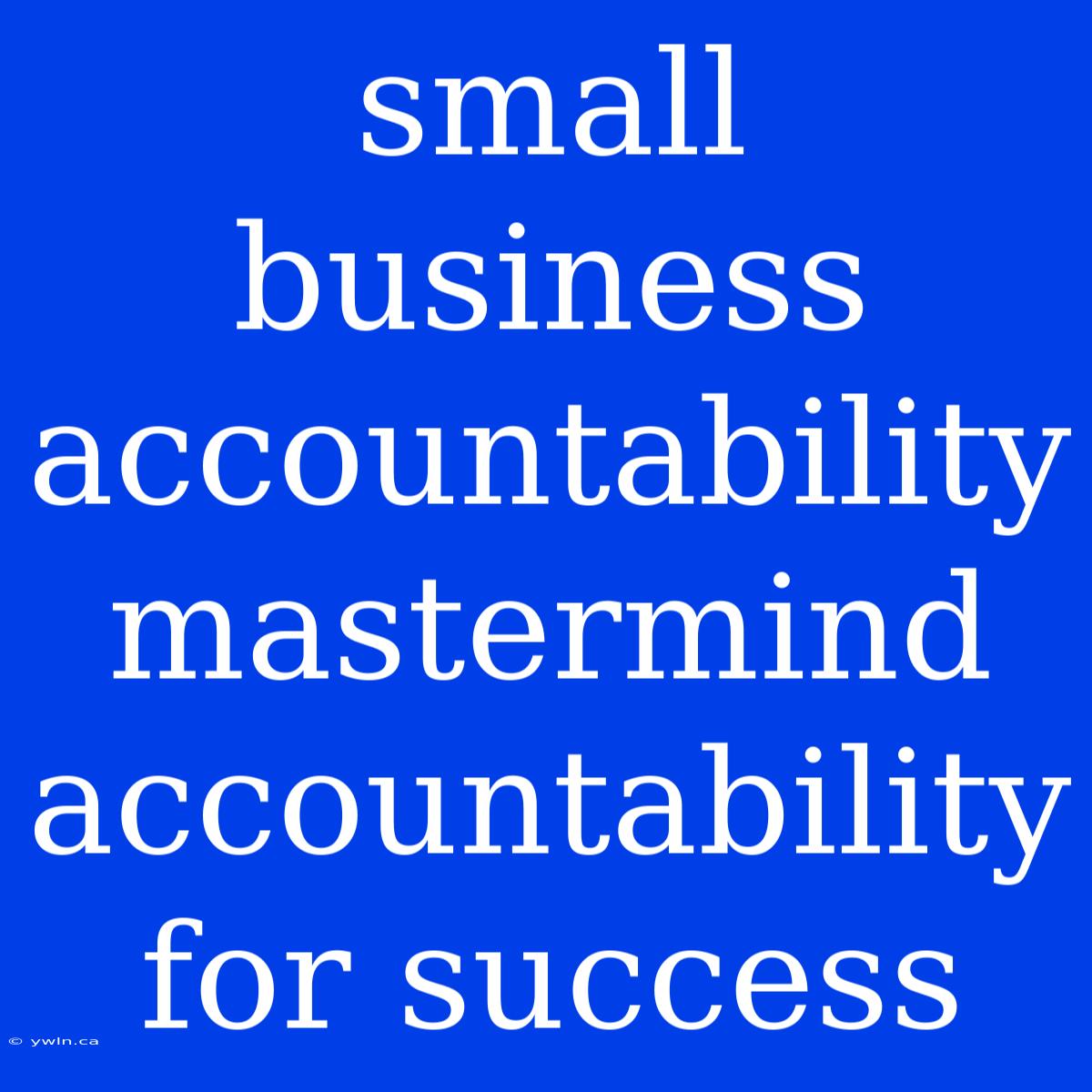 Small Business Accountability Mastermind Accountability For Success