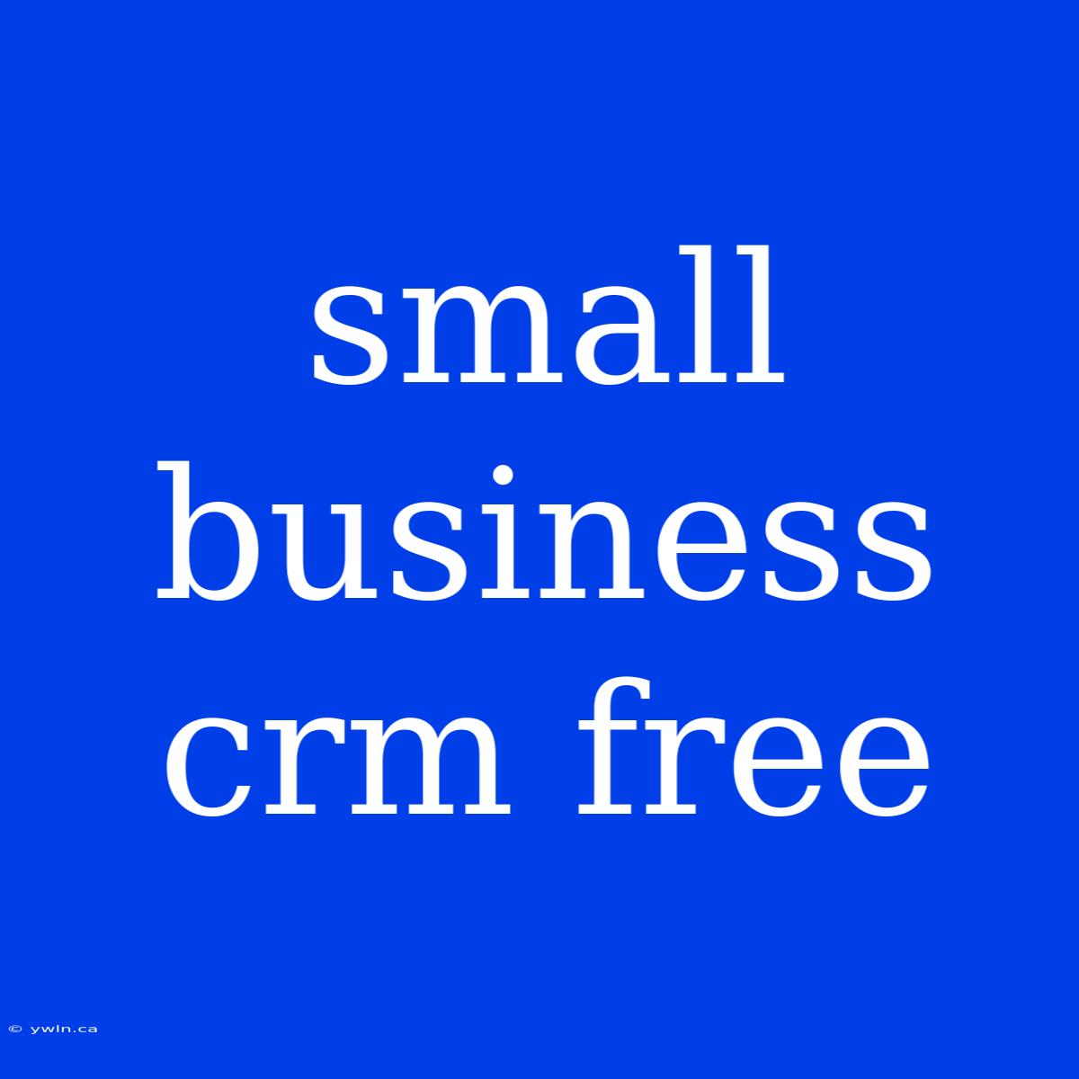 Small Business Crm Free