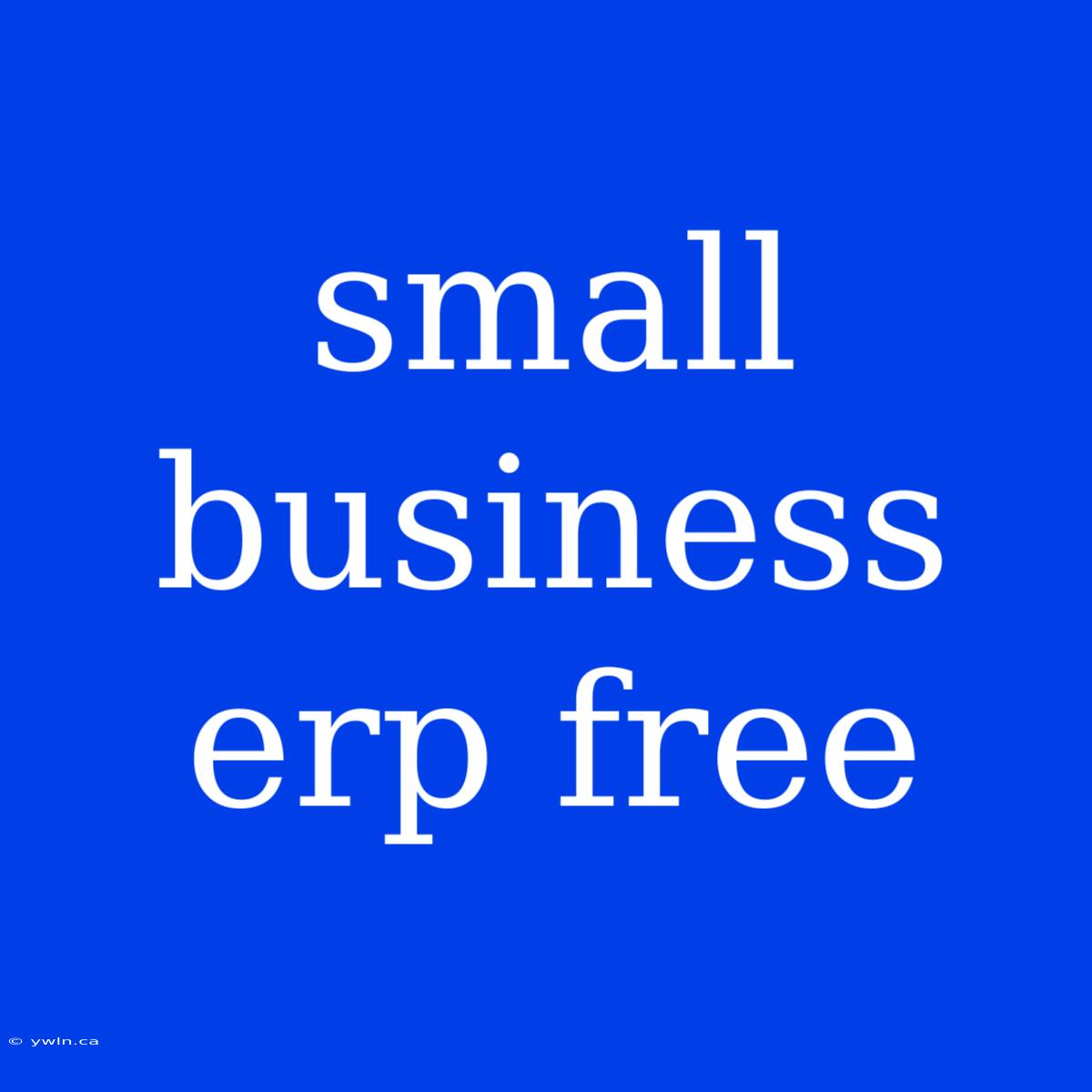 Small Business Erp Free