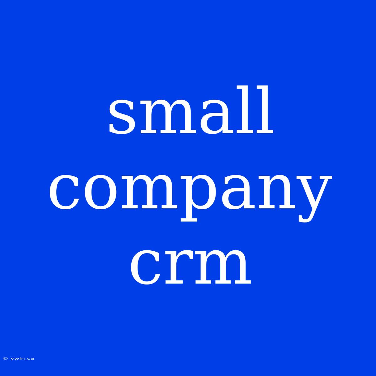 Small Company Crm