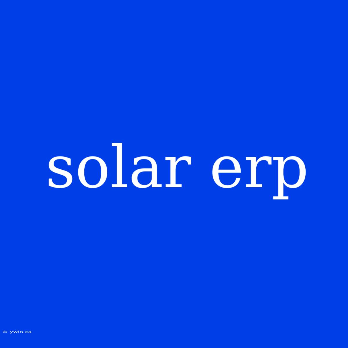 Solar Erp