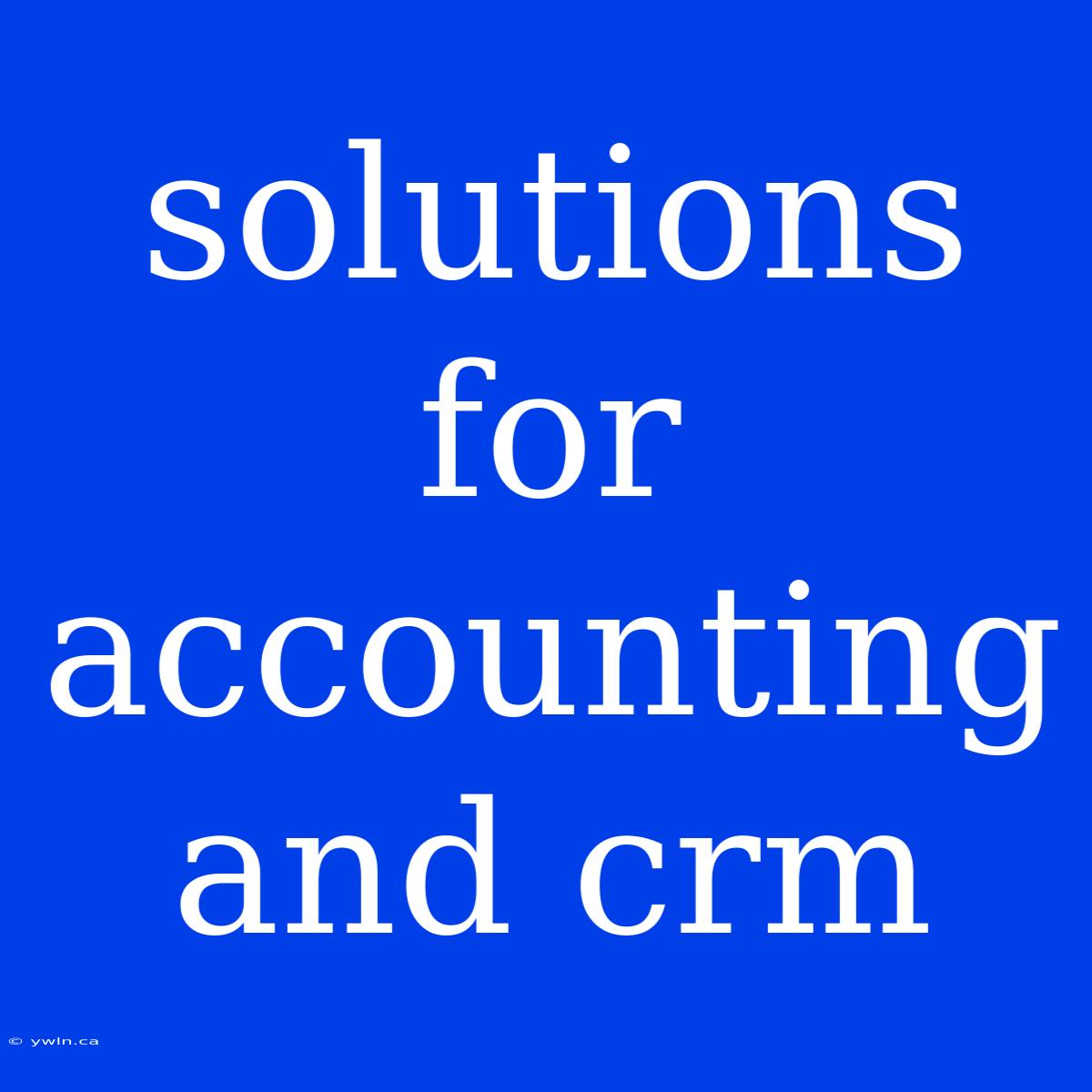 Solutions For Accounting And Crm