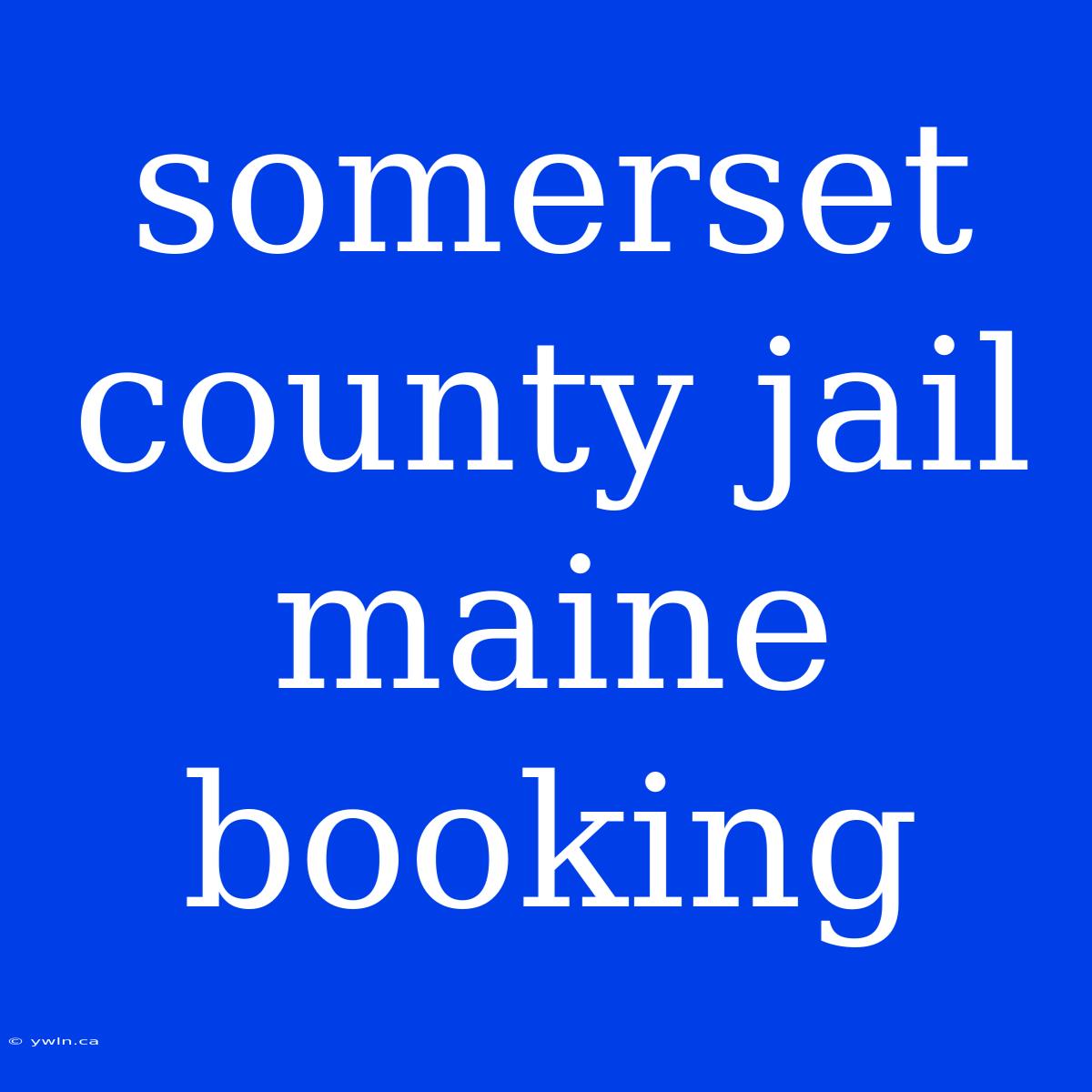 Somerset County Jail Maine Booking