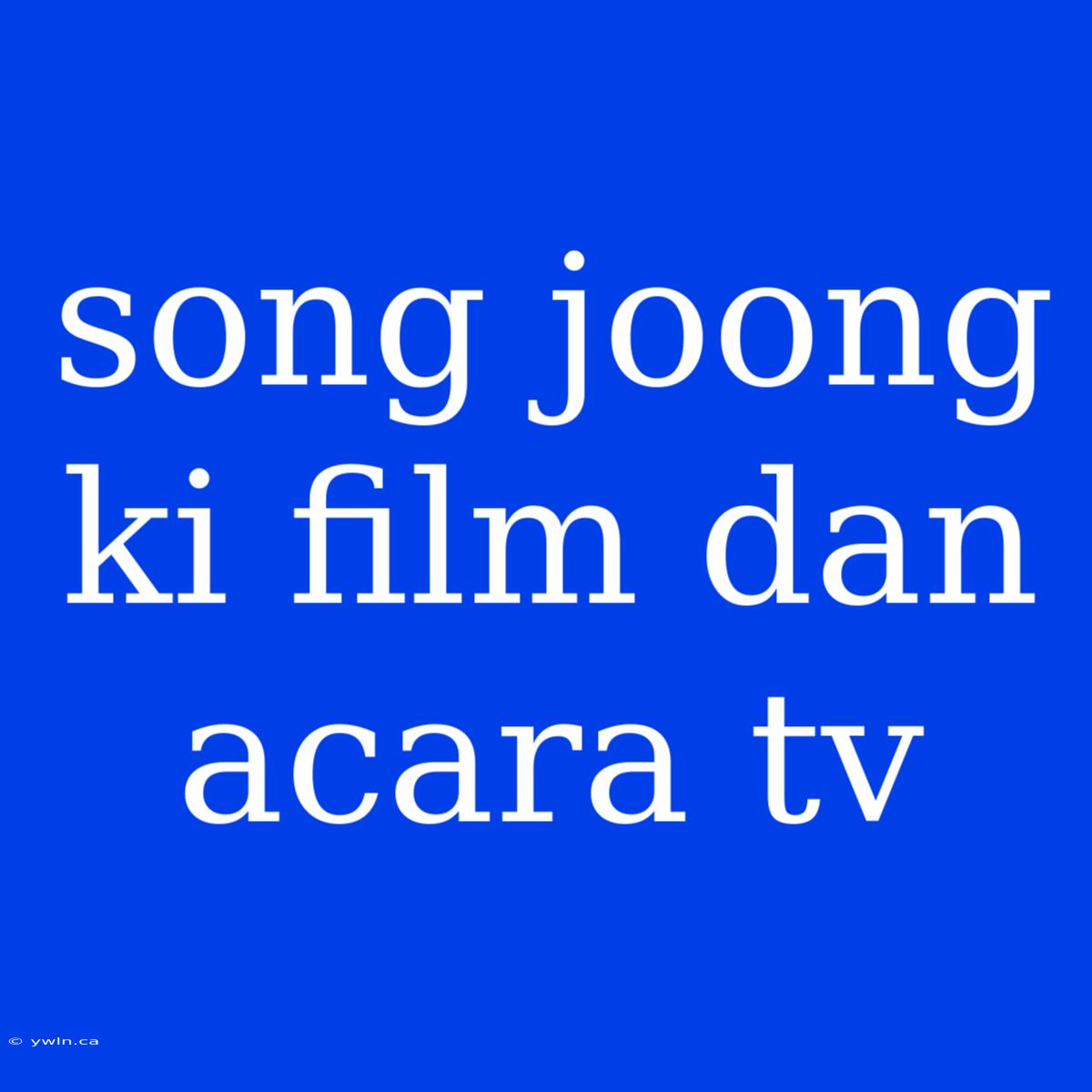 Song Joong Ki Film Dan Acara Tv