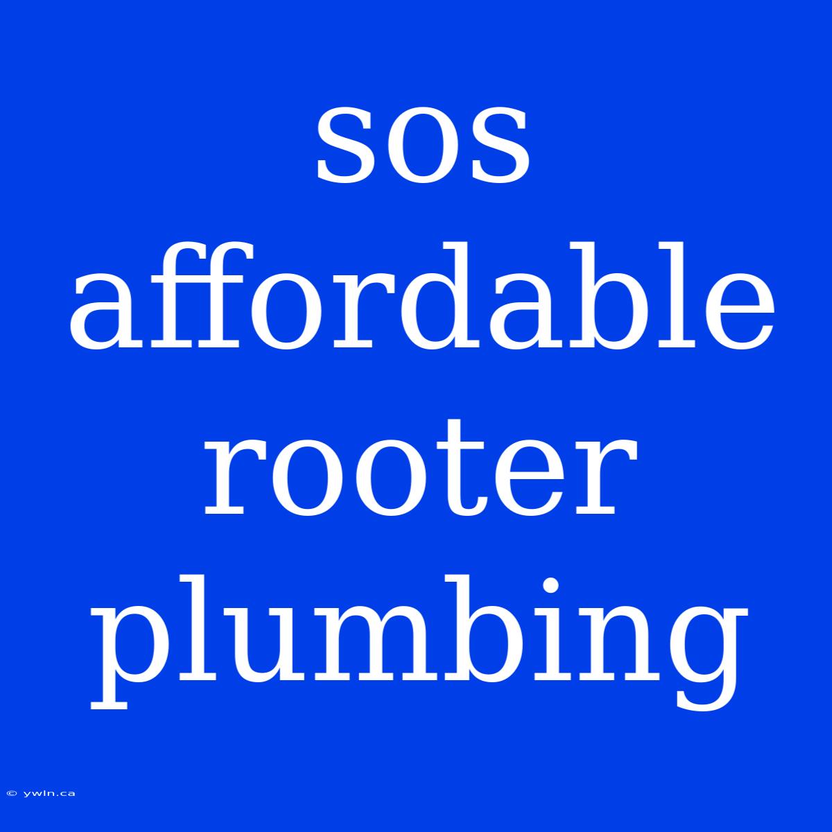 Sos Affordable Rooter Plumbing