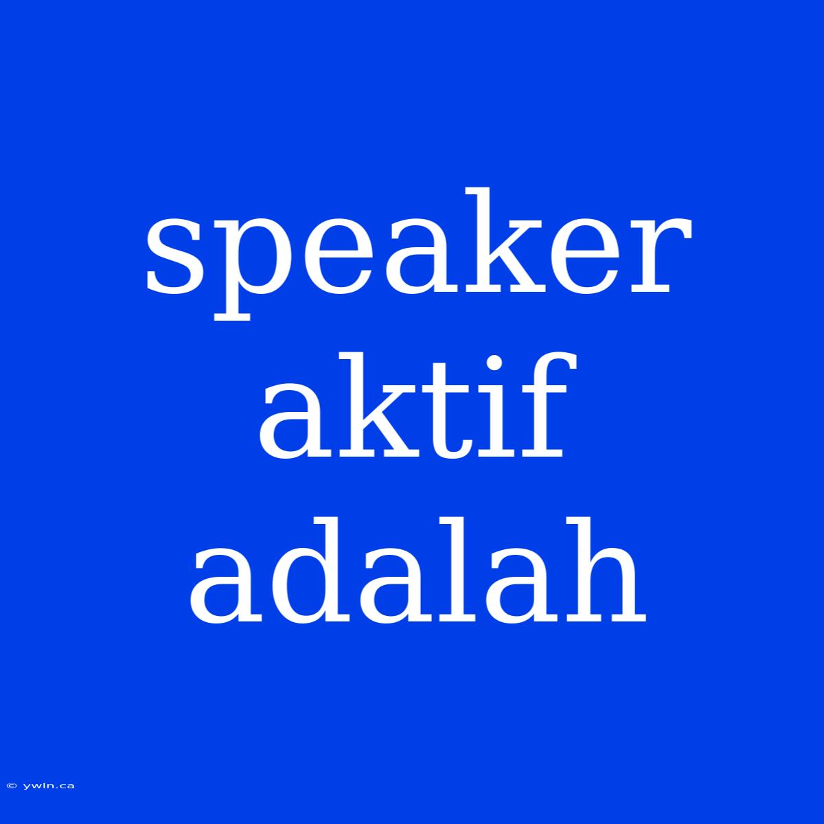 Speaker Aktif Adalah