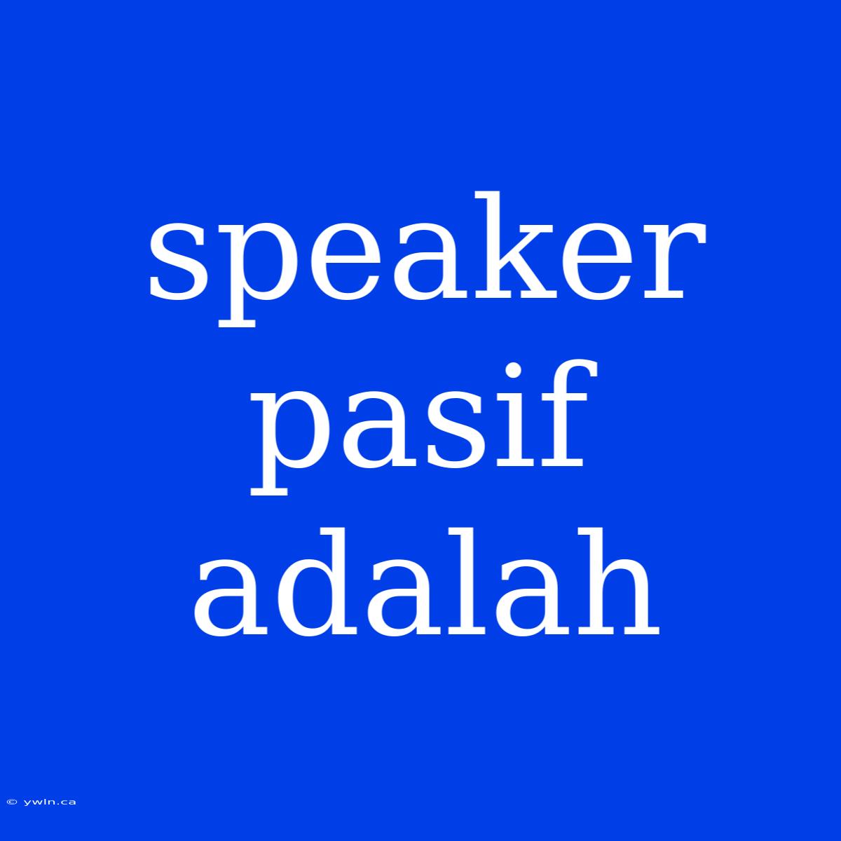 Speaker Pasif Adalah