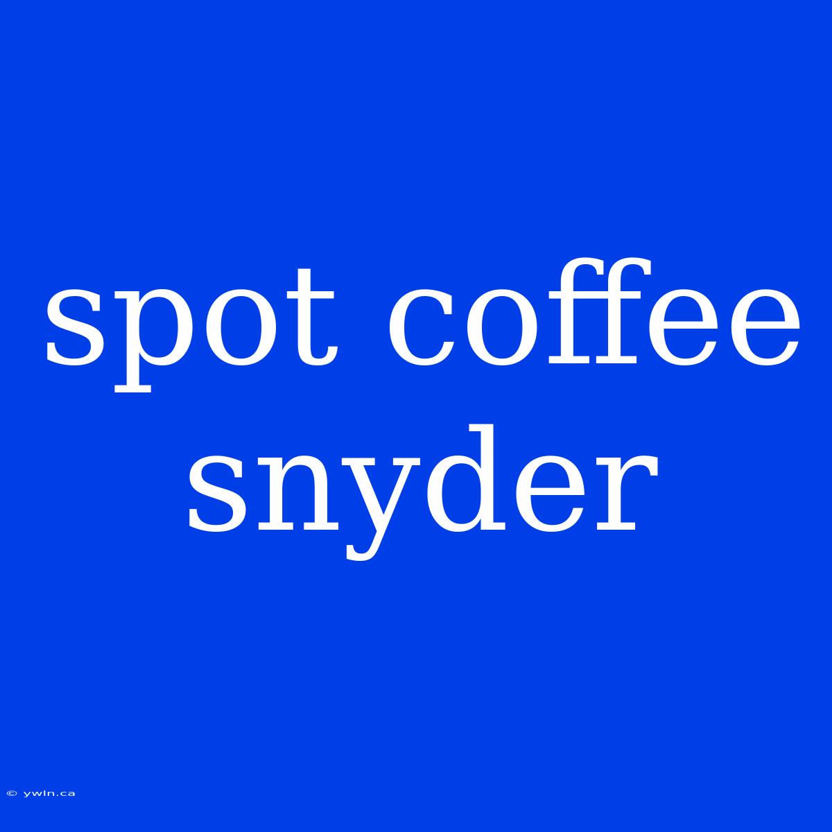 Spot Coffee Snyder