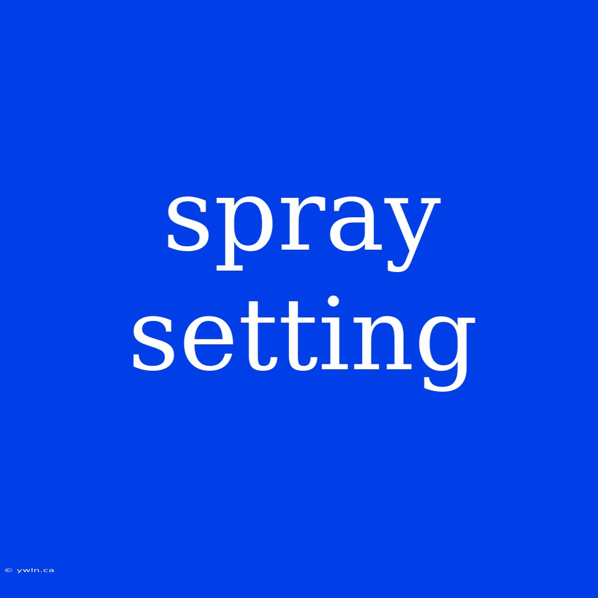 Spray Setting