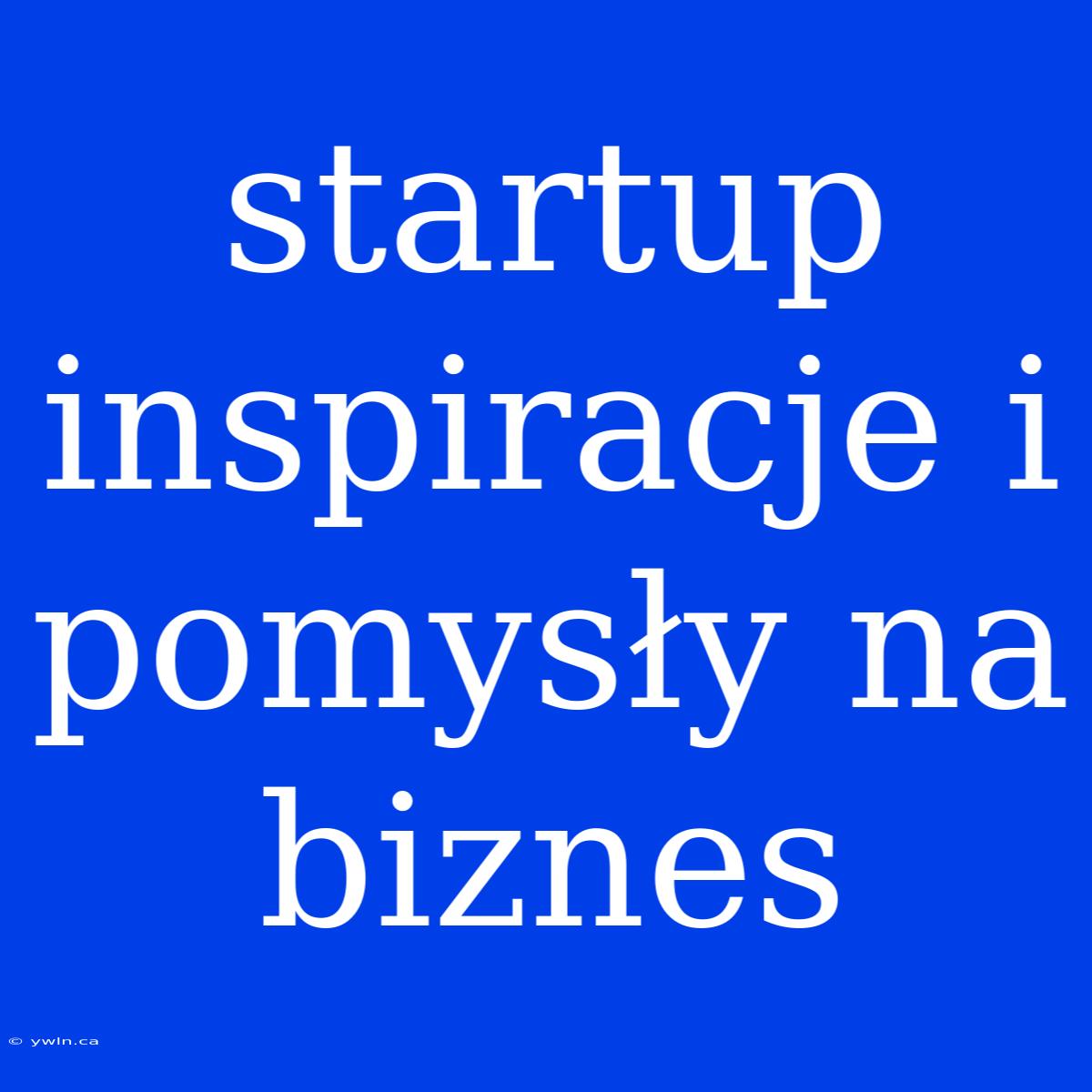 Startup Inspiracje I Pomysły Na Biznes