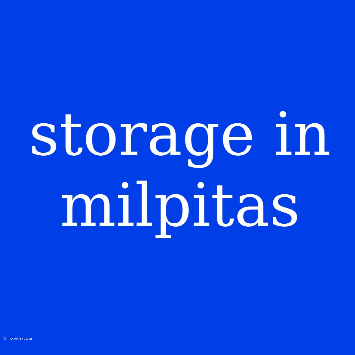 Storage In Milpitas