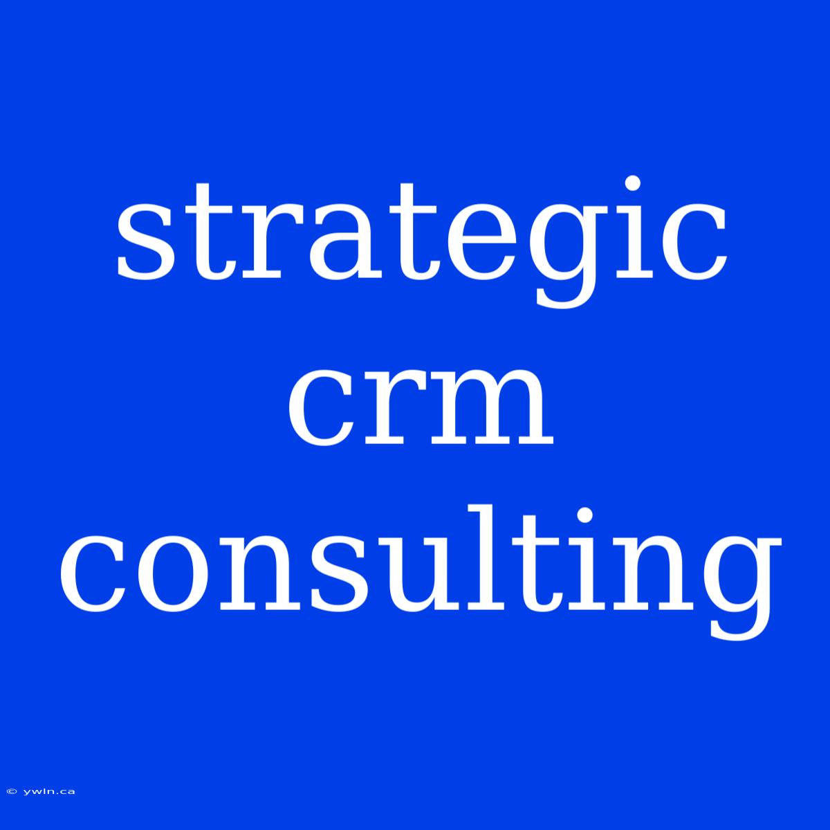 Strategic Crm Consulting