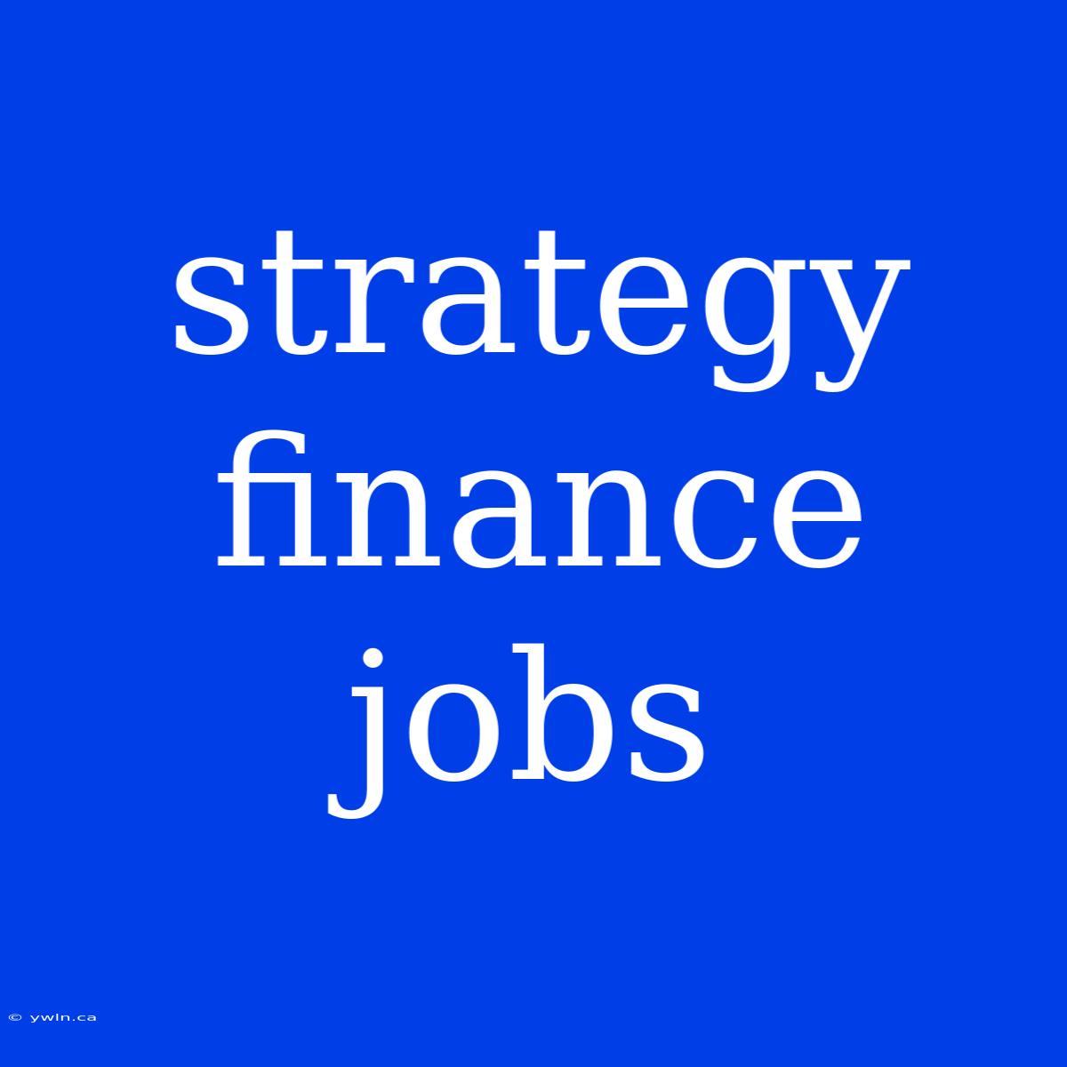 Strategy Finance Jobs