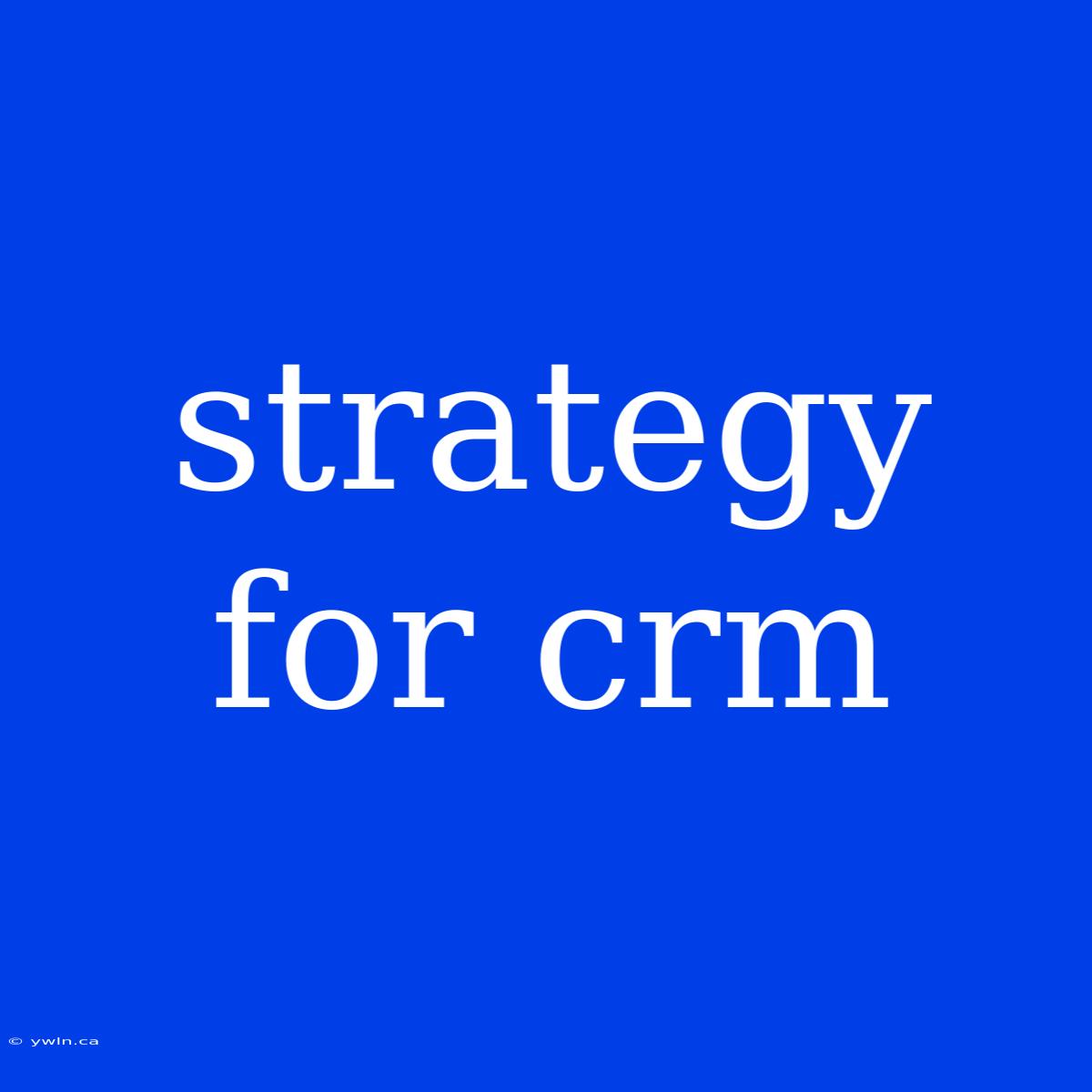 Strategy For Crm