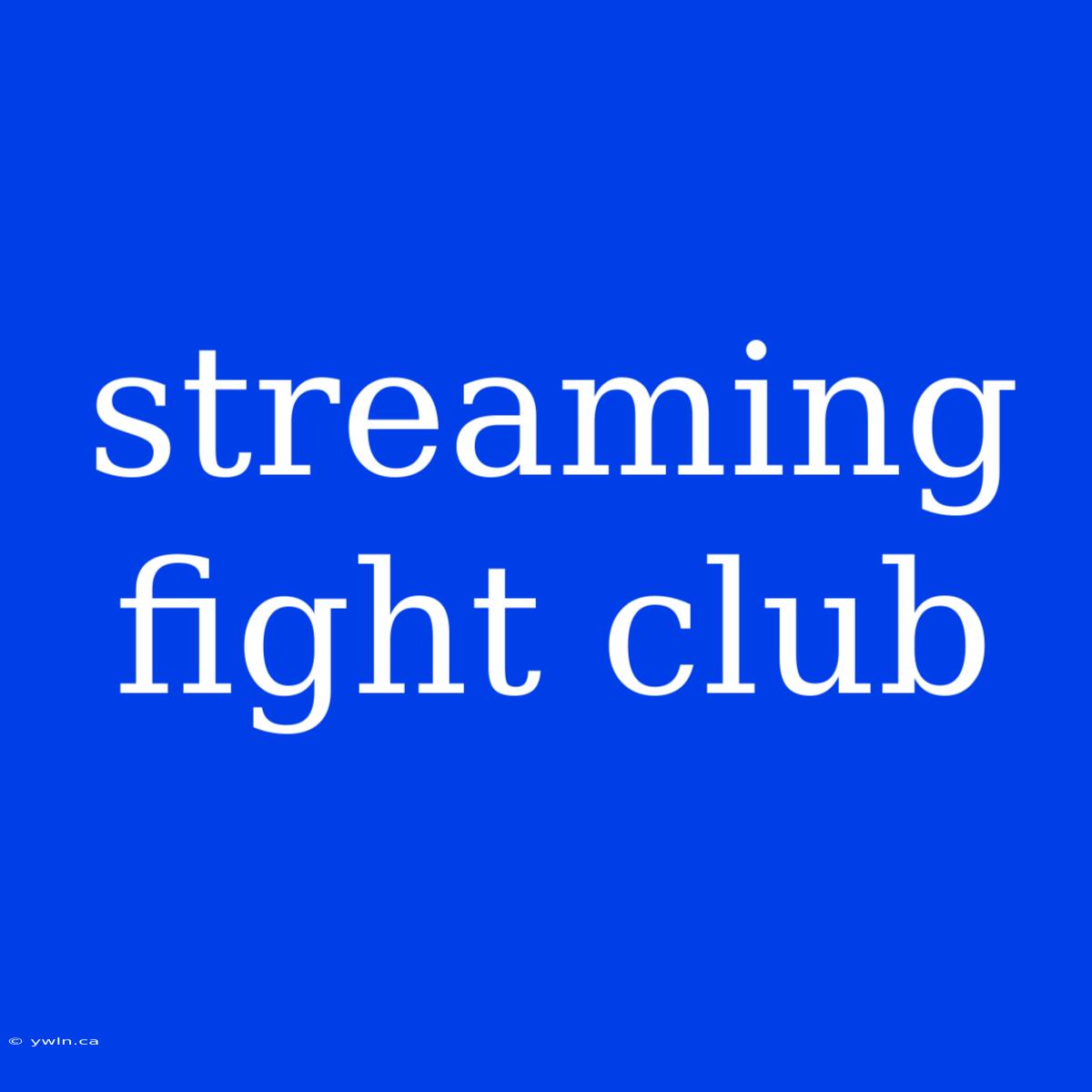 Streaming Fight Club