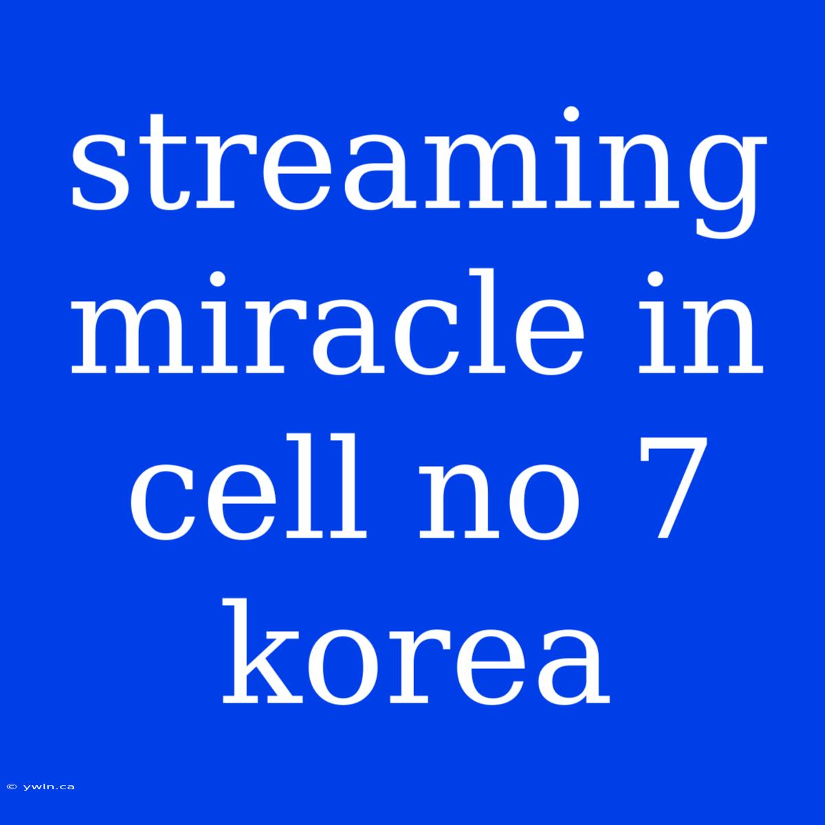 Streaming Miracle In Cell No 7 Korea