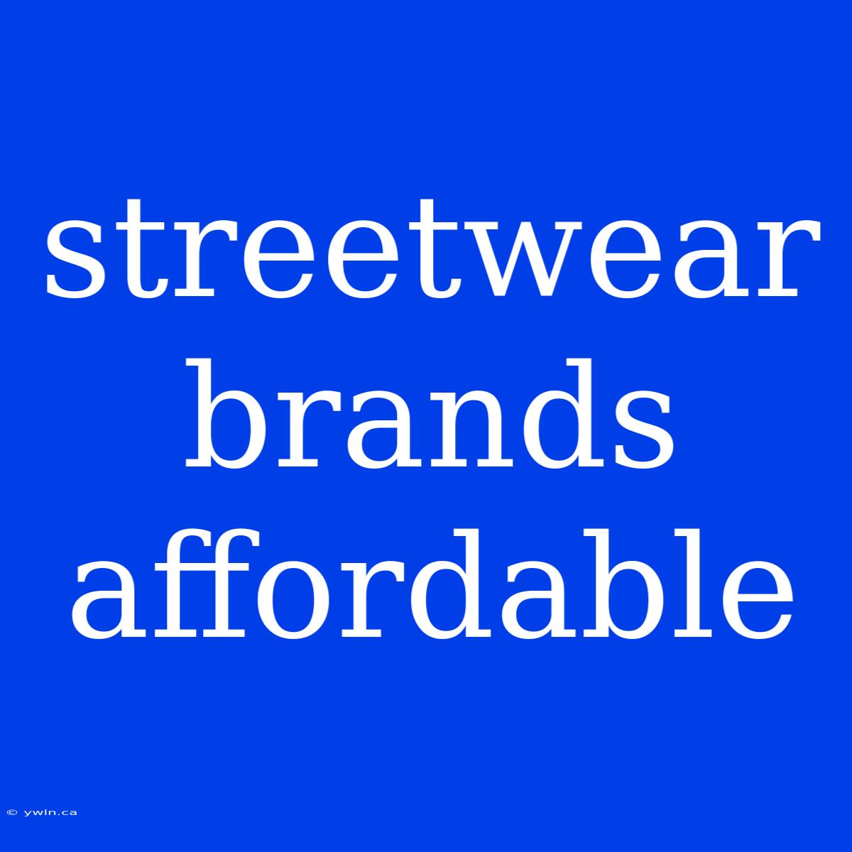 Streetwear Brands Affordable