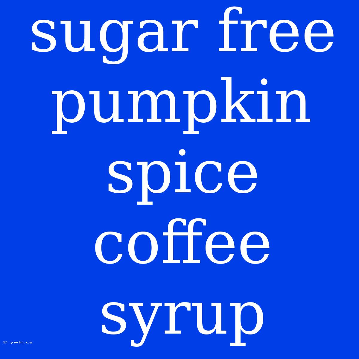 Sugar Free Pumpkin Spice Coffee Syrup