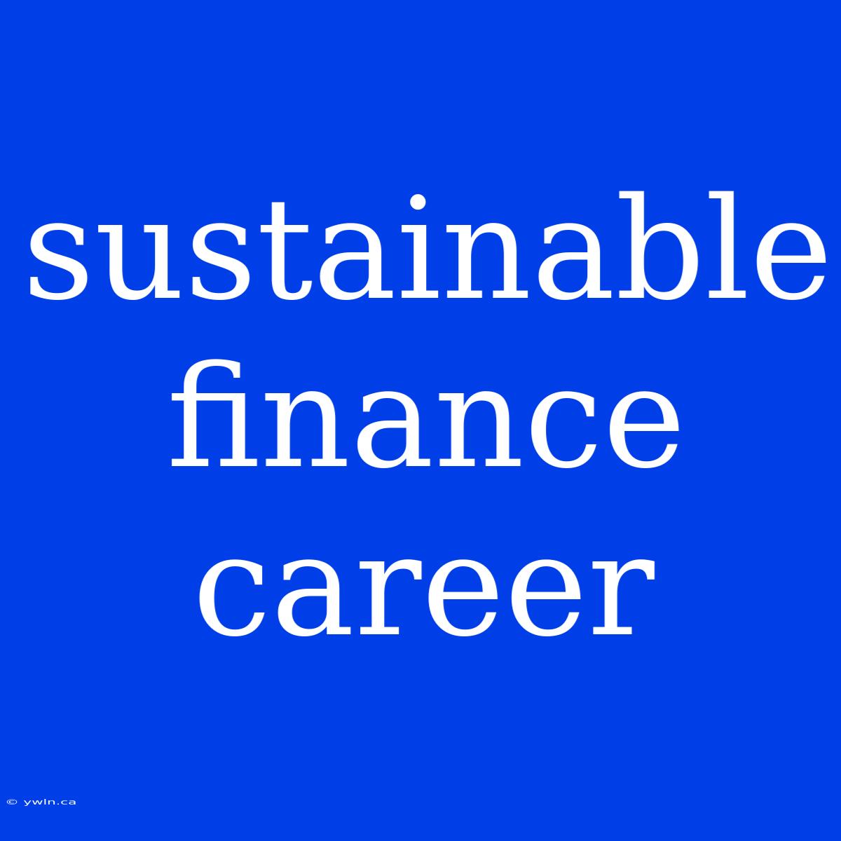 Sustainable Finance Career