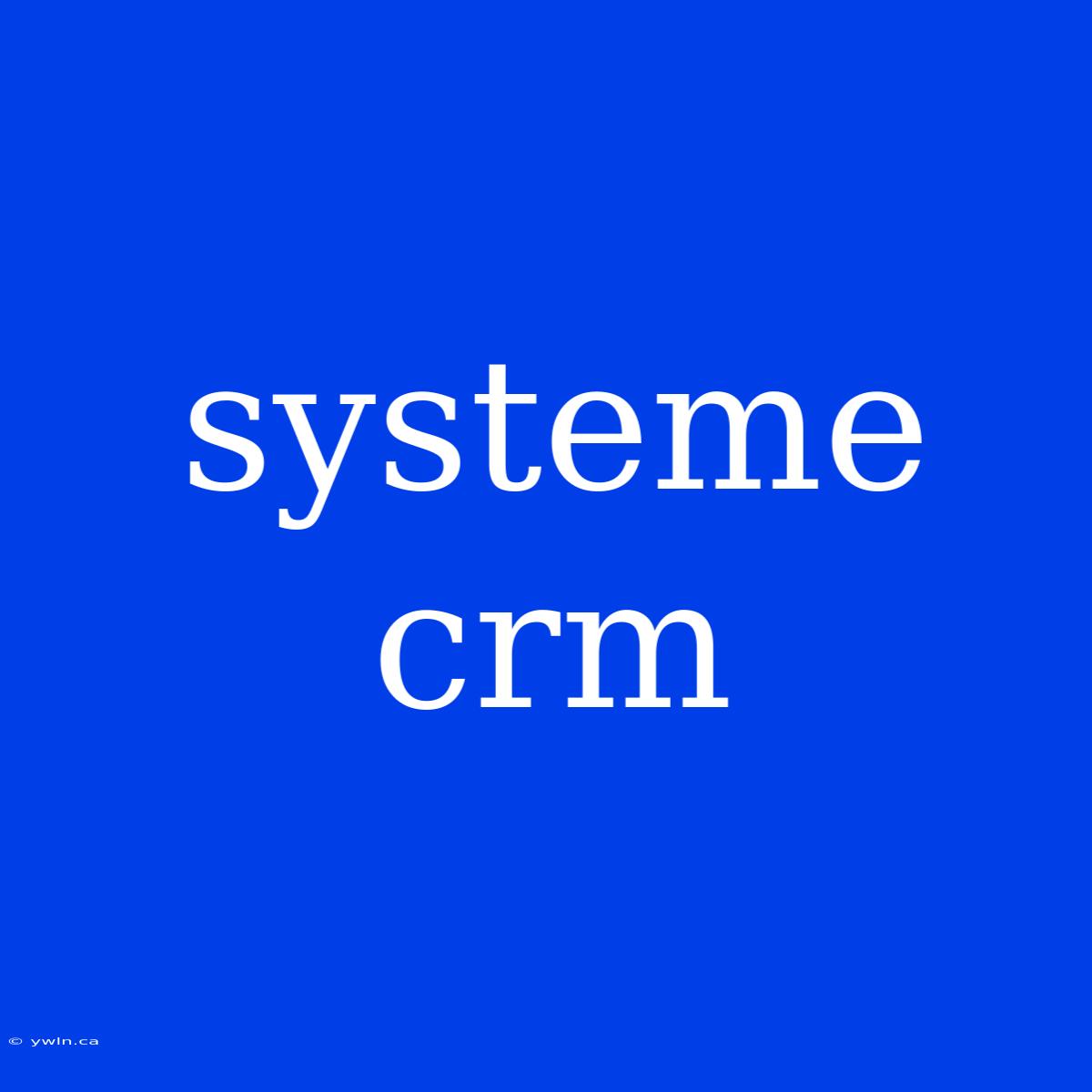 Systeme Crm