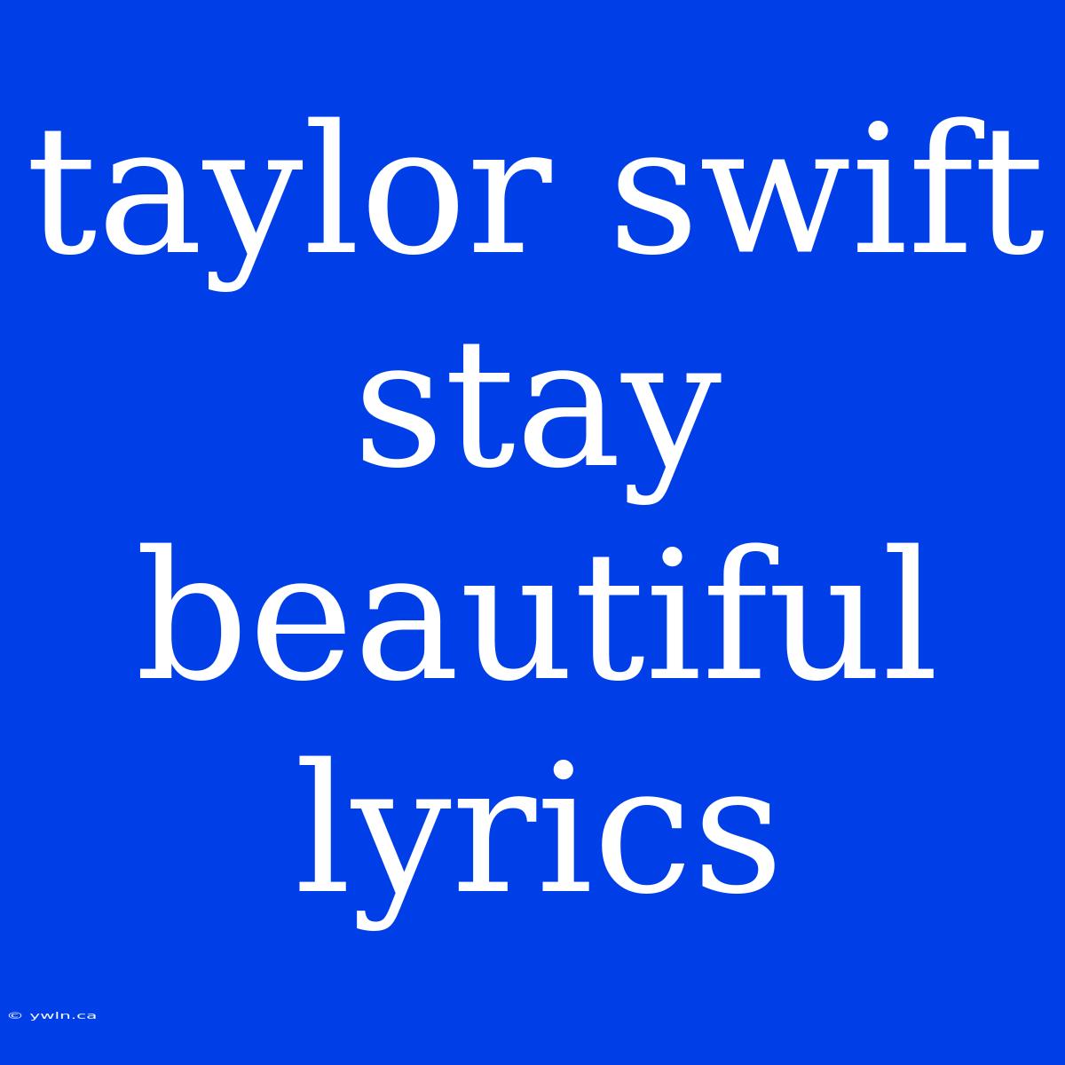 Taylor Swift Stay Beautiful Lyrics