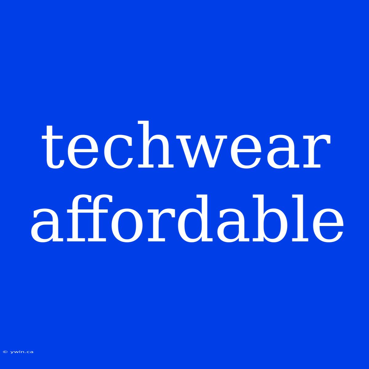 Techwear Affordable