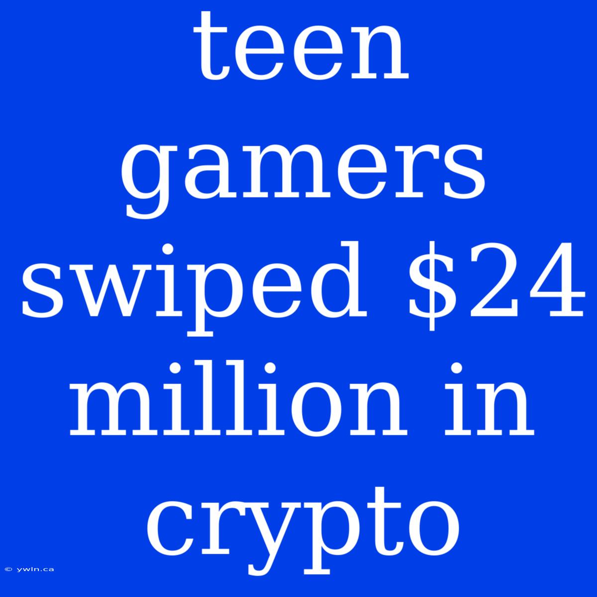 Teen Gamers Swiped $24 Million In Crypto