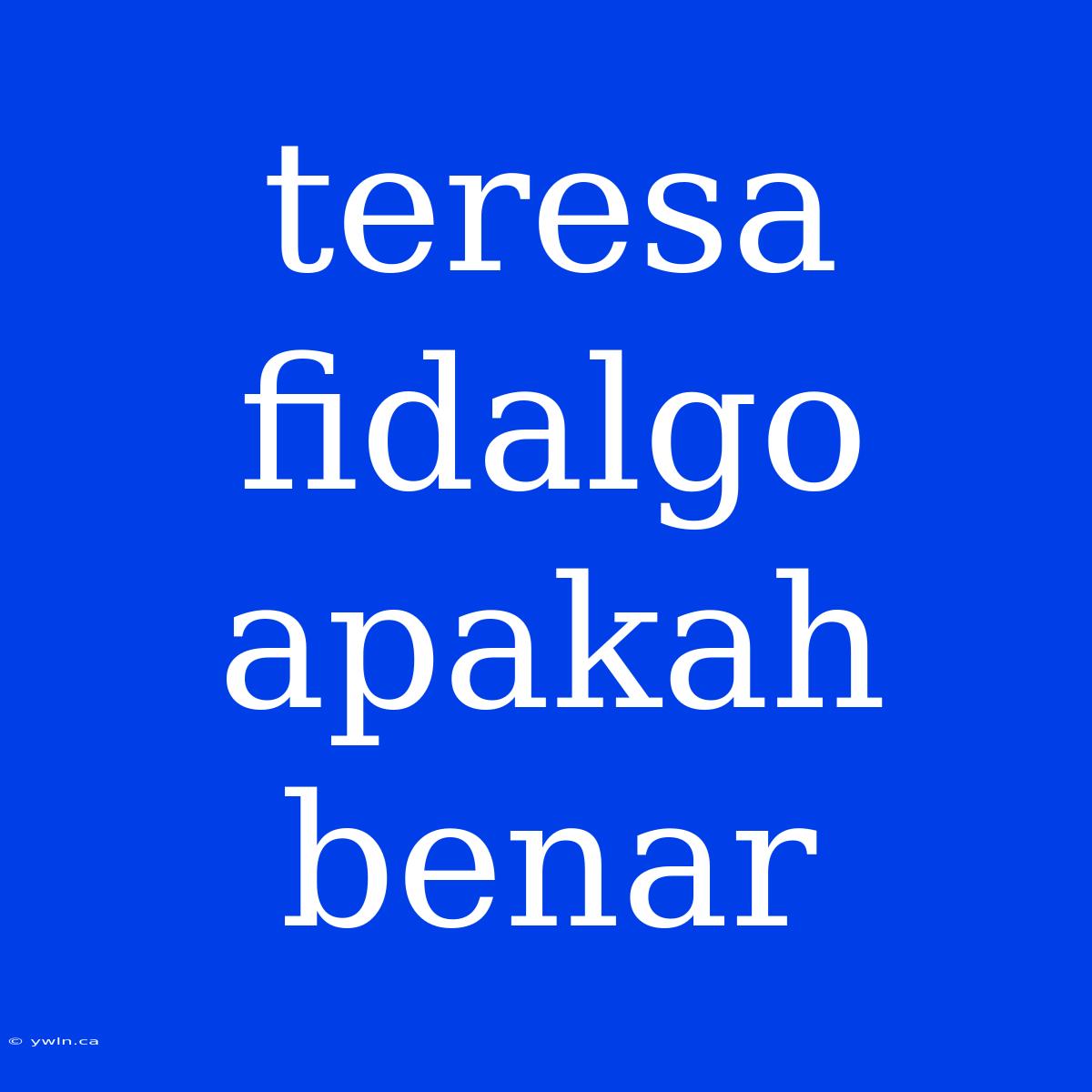 Teresa Fidalgo Apakah Benar