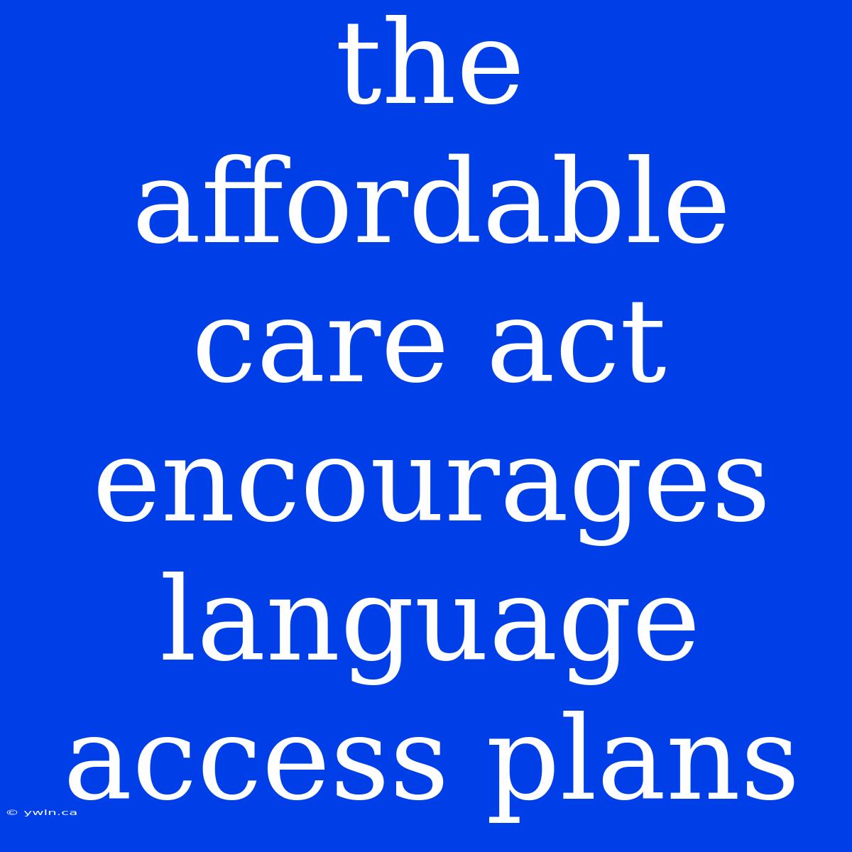 The Affordable Care Act Encourages Language Access Plans