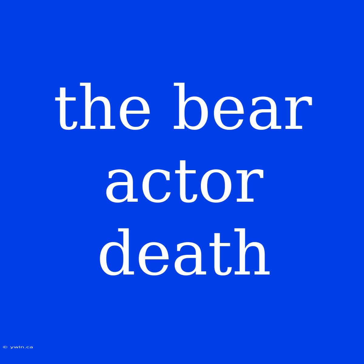 The Bear Actor Death