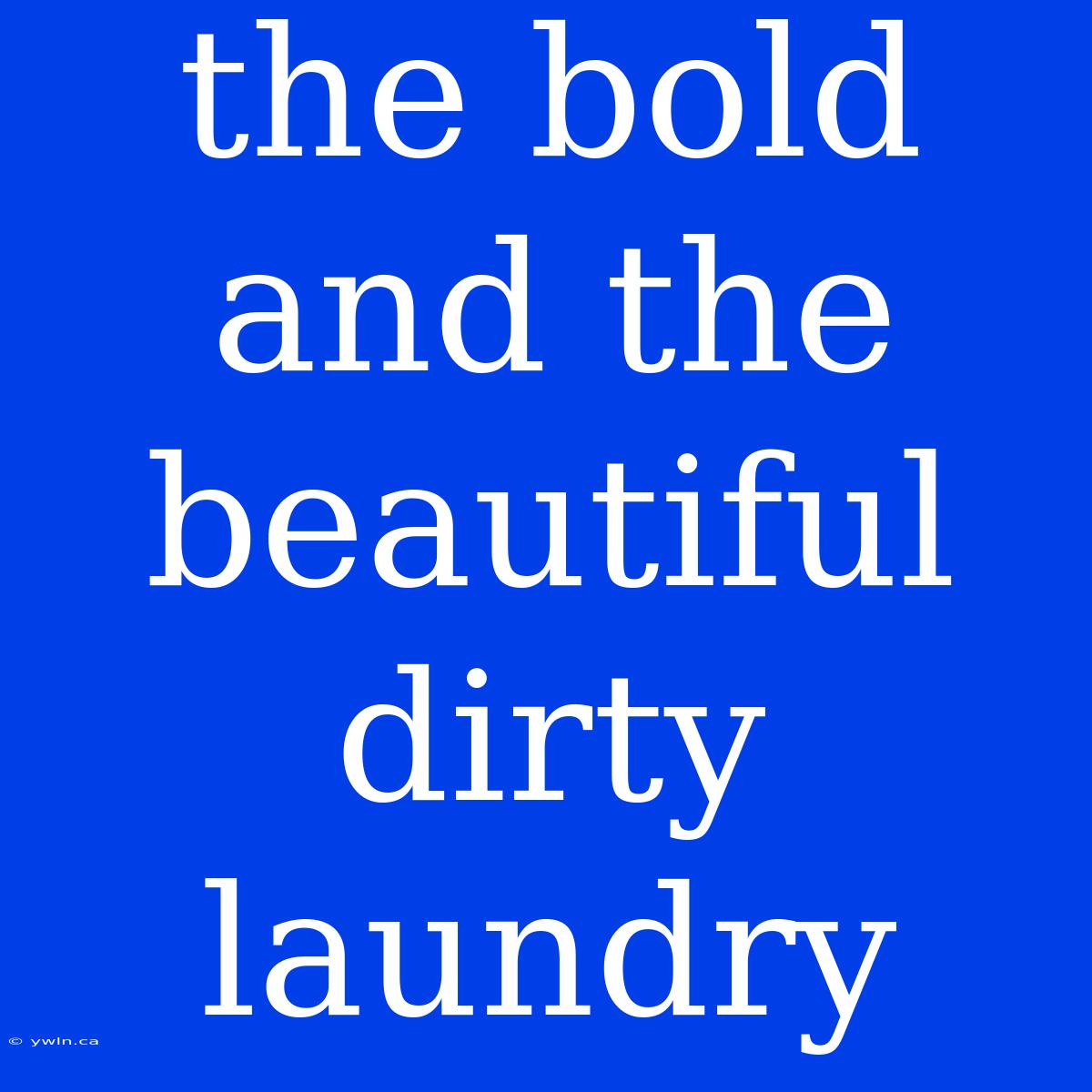 The Bold And The Beautiful Dirty Laundry