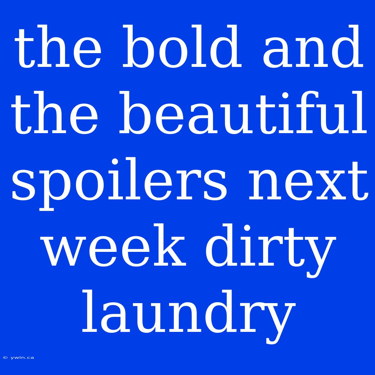 The Bold And The Beautiful Spoilers Next Week Dirty Laundry