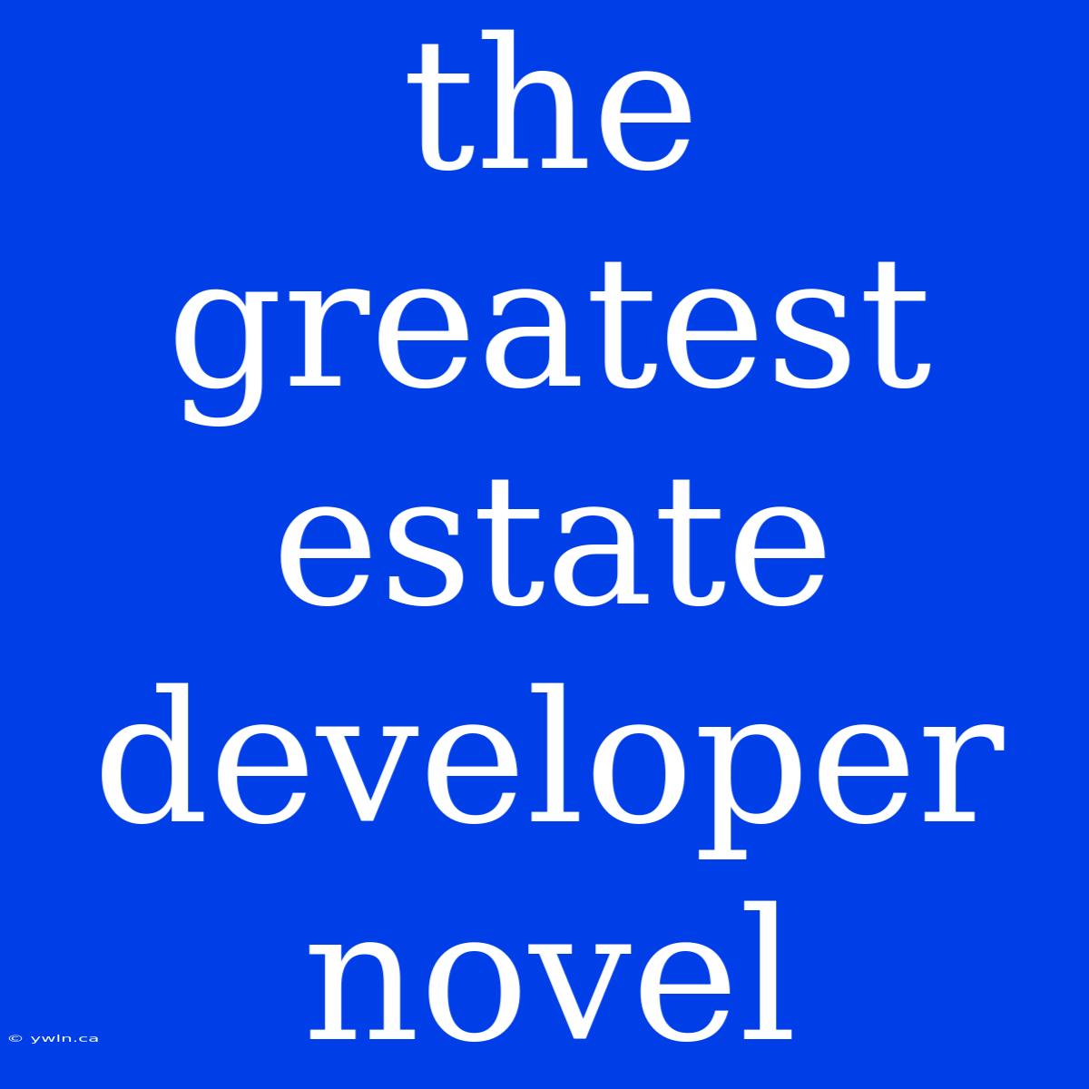 The Greatest Estate Developer Novel