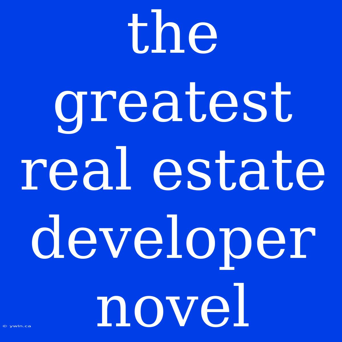 The Greatest Real Estate Developer Novel