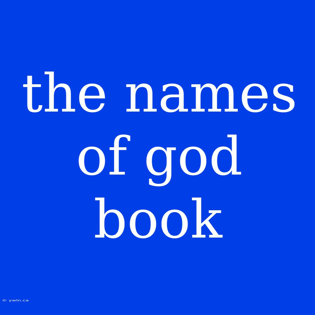 The Names Of God Book