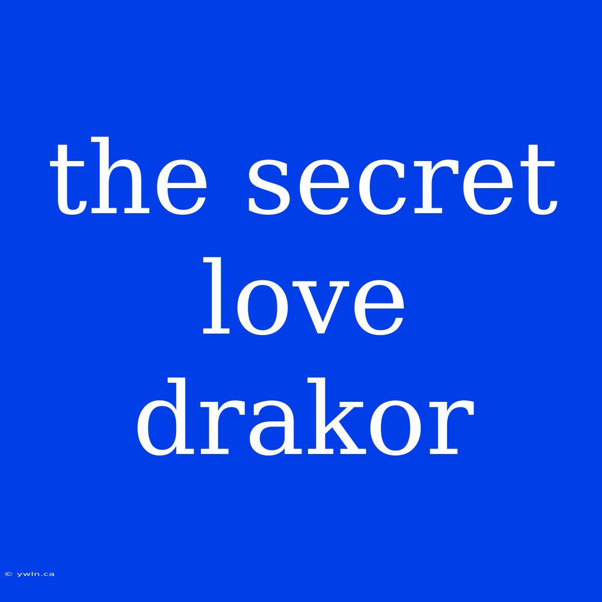 The Secret Love Drakor