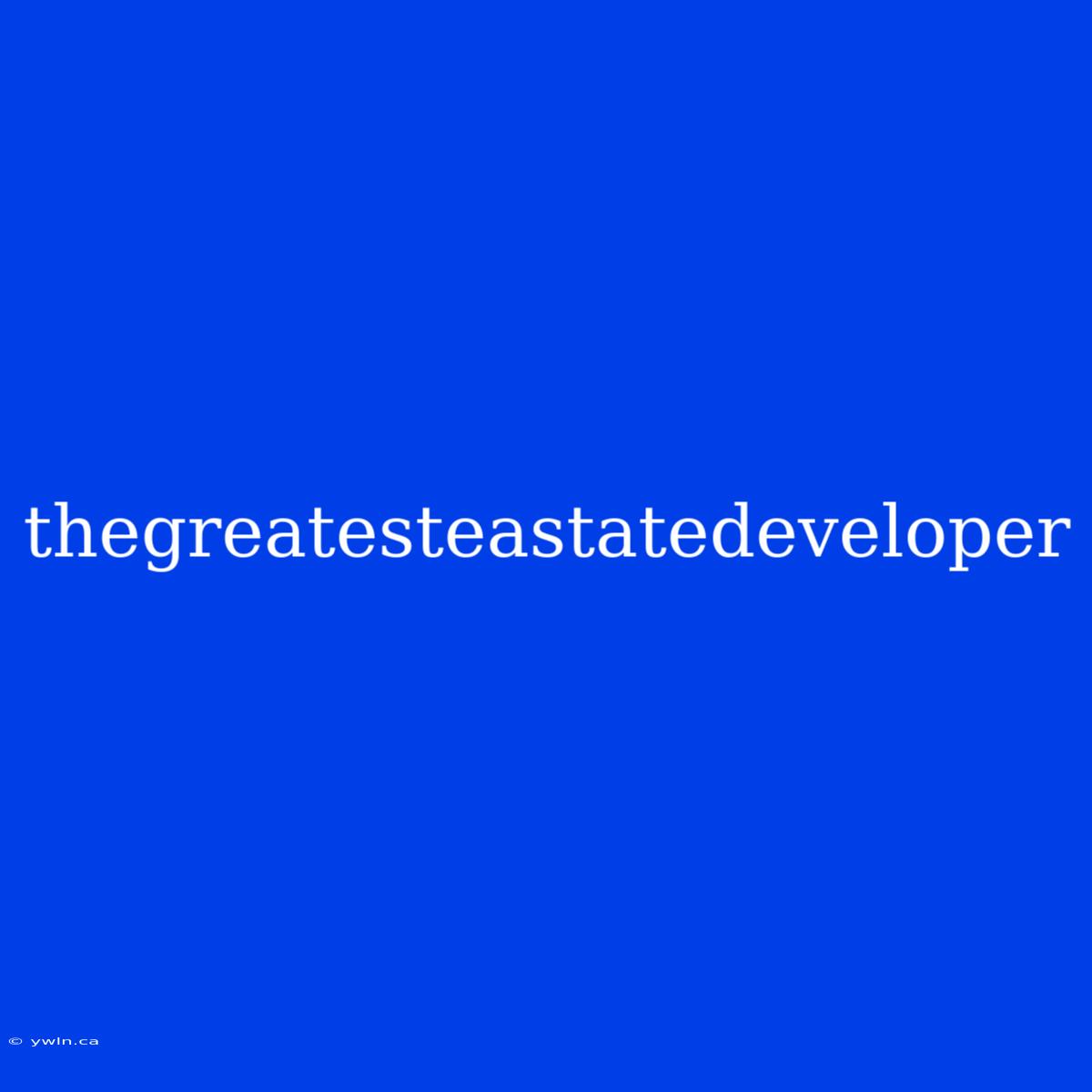 Thegreatesteastatedeveloper