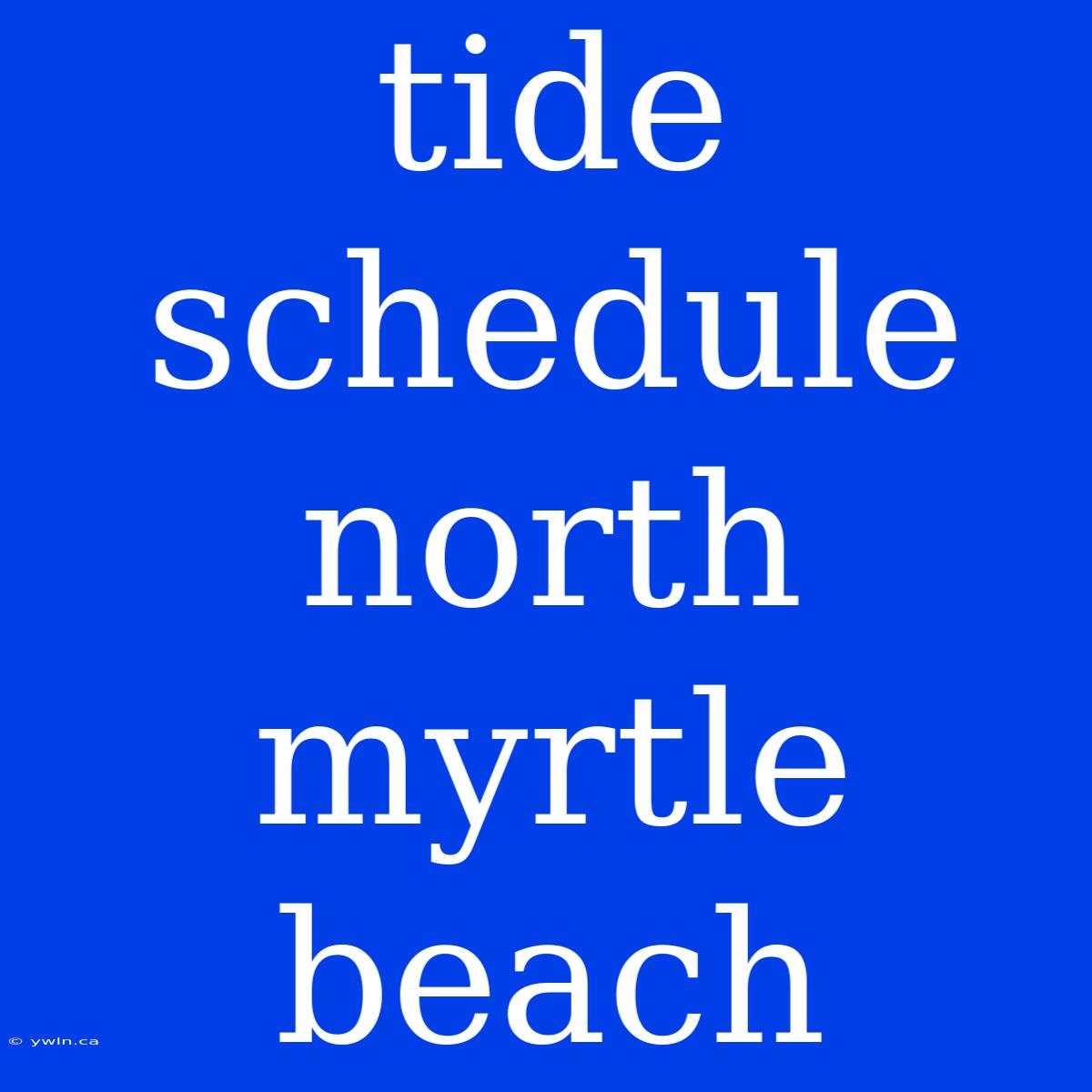 Tide Schedule North Myrtle Beach