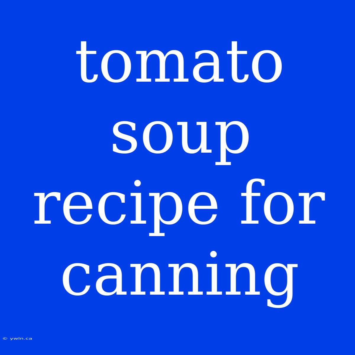 Tomato Soup Recipe For Canning