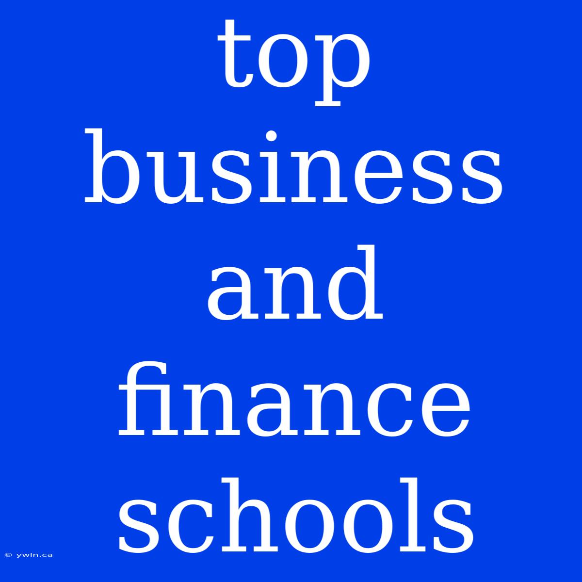 Top Business And Finance Schools