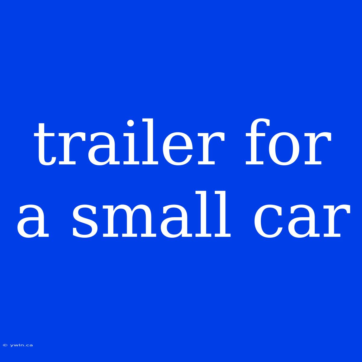 Trailer For A Small Car