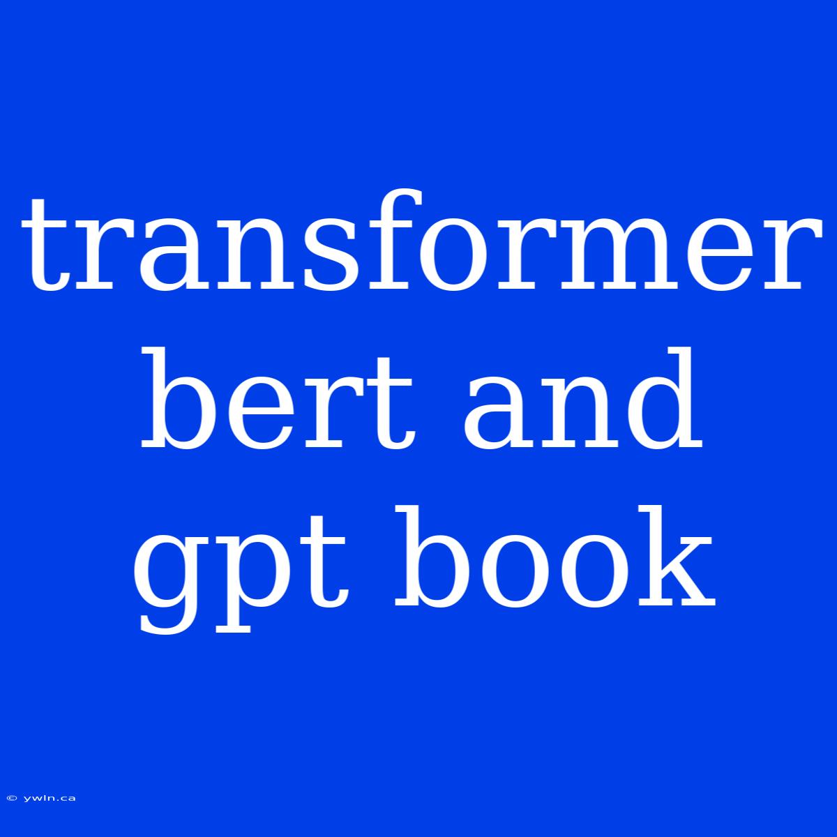 Transformer Bert And Gpt Book