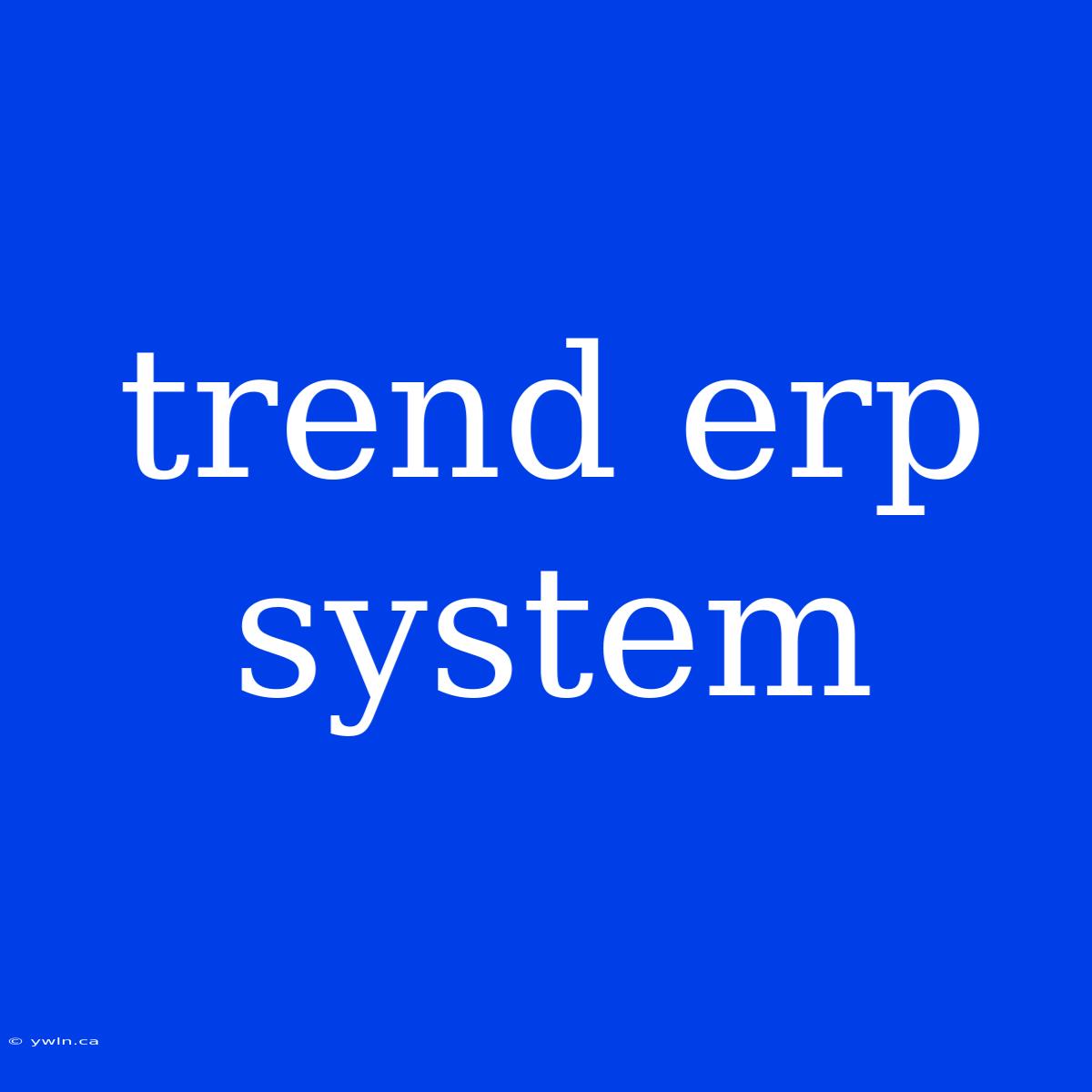 Trend Erp System