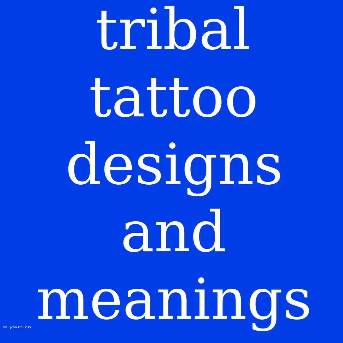 Tribal Tattoo Designs And Meanings