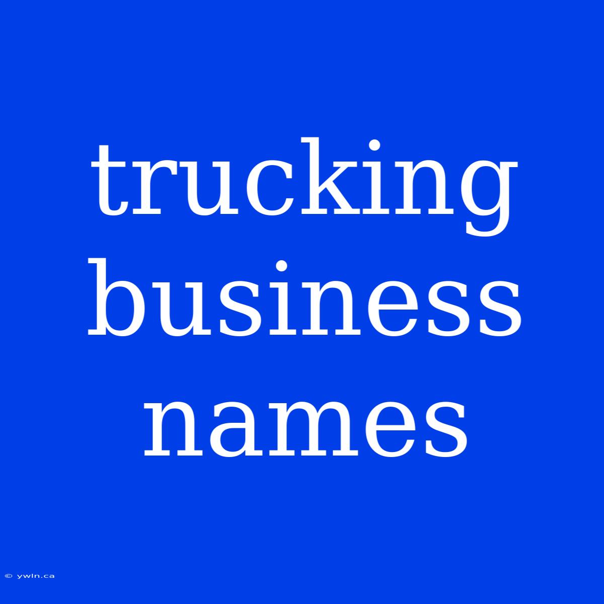 Trucking Business Names