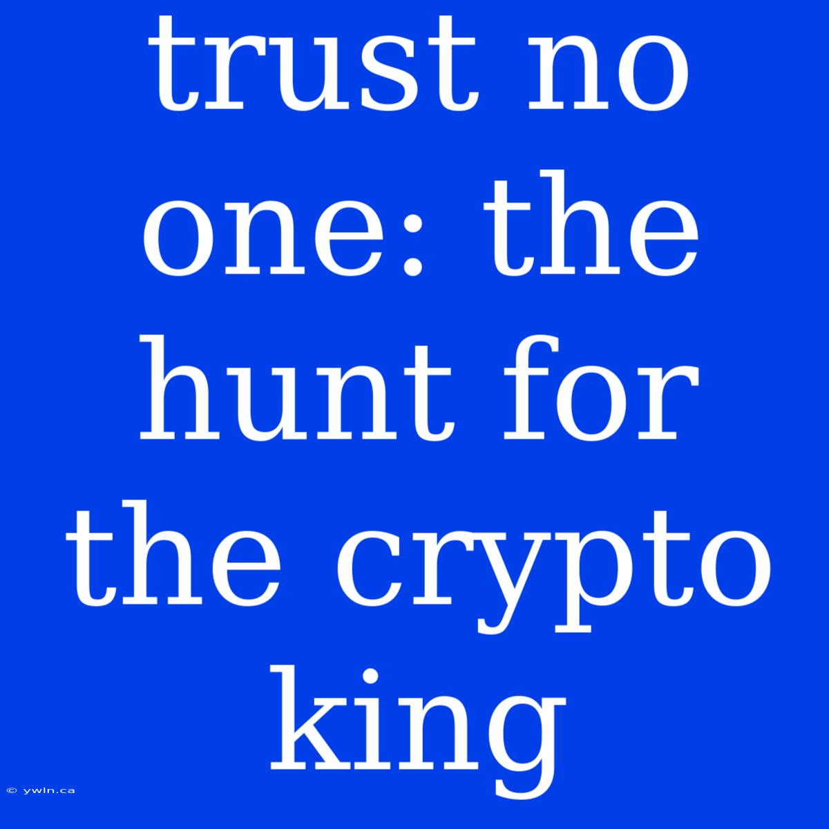 Trust No One: The Hunt For The Crypto King