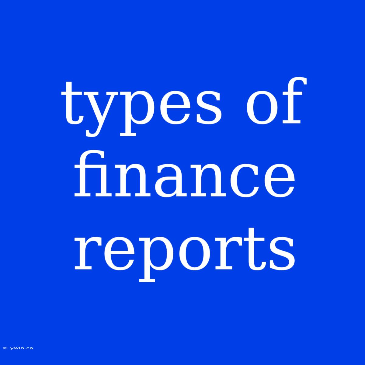 Types Of Finance Reports