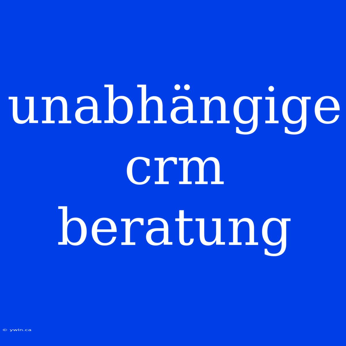 Unabhängige Crm Beratung