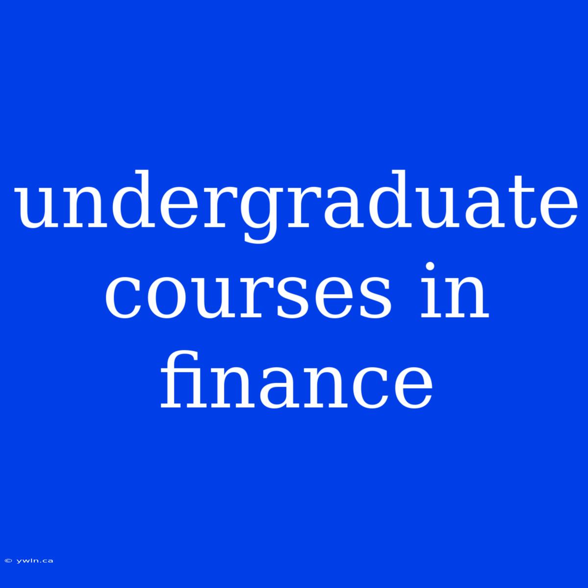 Undergraduate Courses In Finance